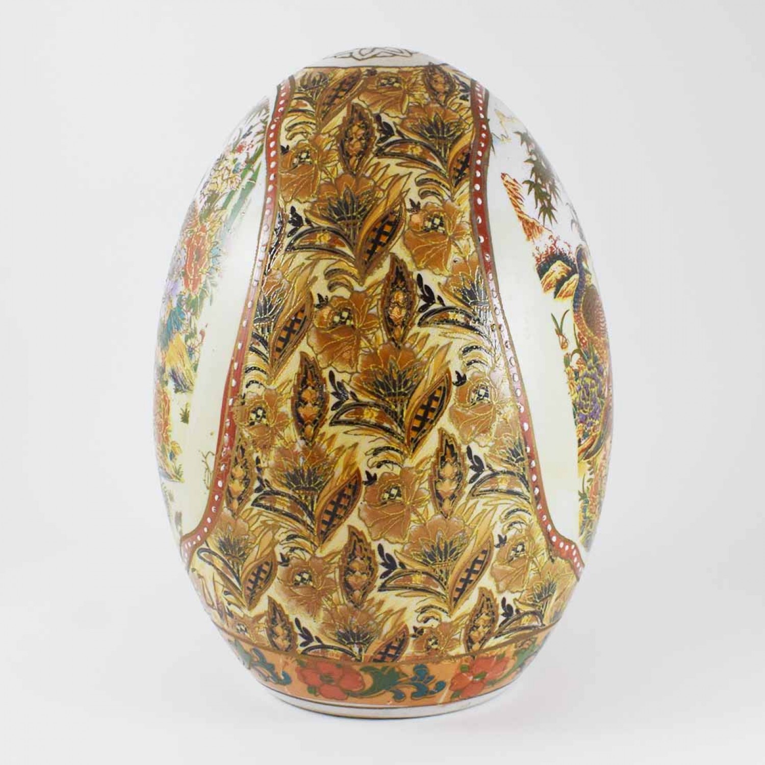 Vintage Satsuma Egg, Satsuma Pottery Egg Of 6 Inch Size With